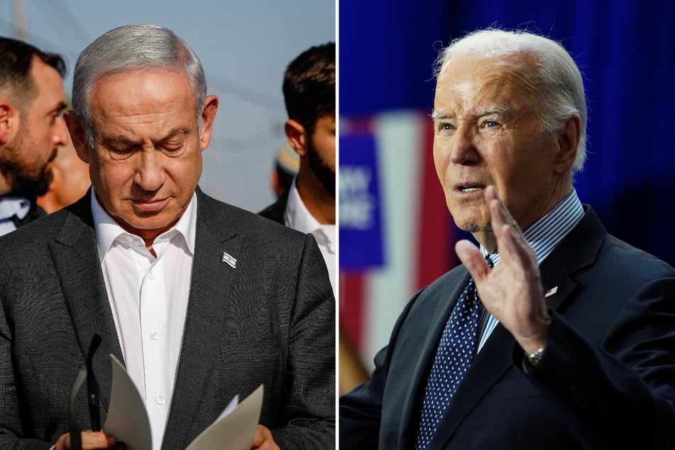 US President Joe Biden (r.) said he had warned Israeli Prime Minister Benjamin Netanyahu that the US would stop supplying weapons in case of a full-blown attack on Rafah.