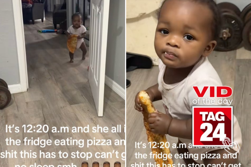 viral videos: Viral Video of the Day for March 9, 2026: Toddler caught raiding the fridge for pizza at midnight