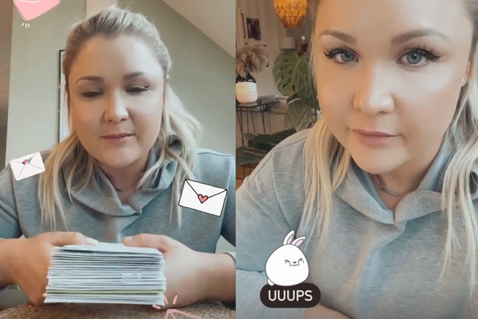 Sophia Thiel präsentierte einen ordentlichen Stapel Fanpost. Allerdings hatte dieser nicht den gewünschten Inhalt.
