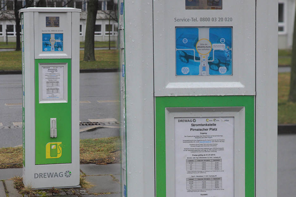 Die Elektro-Tankstelle am Pirnaischen Platz in Dresden.