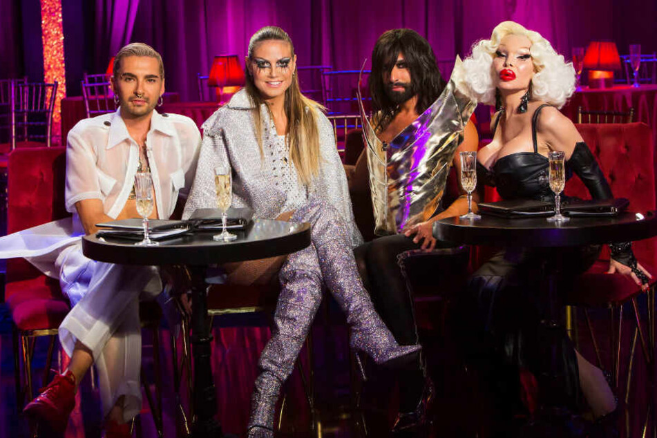 Bill Kaulitz (l-r), Heidi Klum, Conchita Wurst und Amanda Lepore.