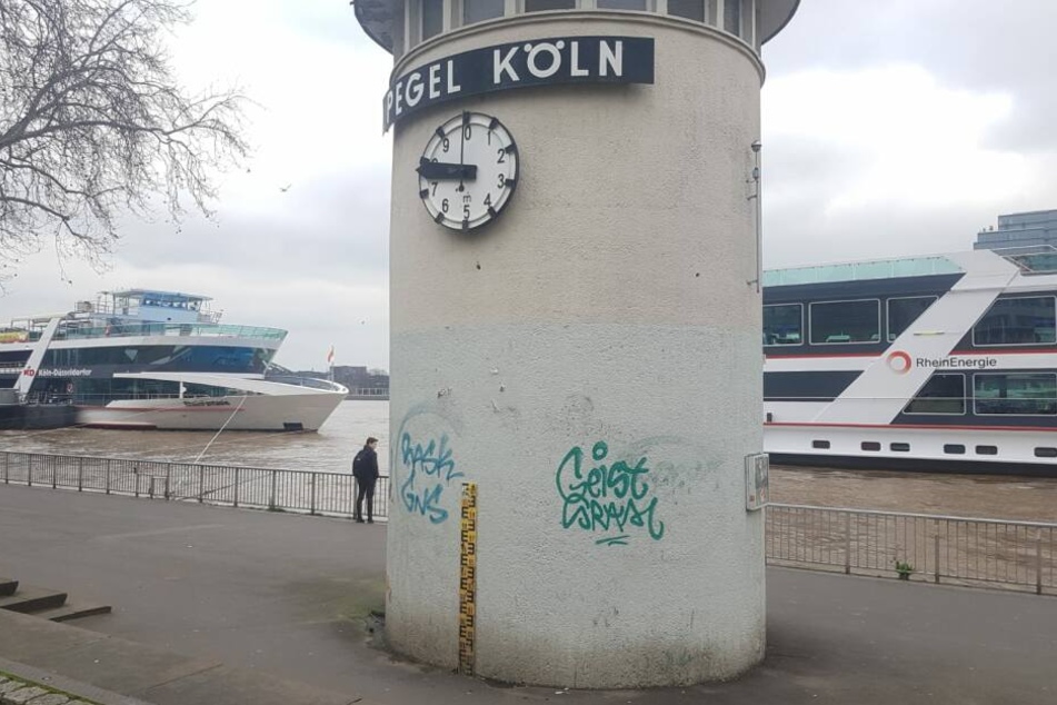 Der Rheinpegel in Köln am Donnerstag.