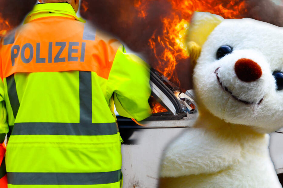 Fotomontage: Die Beamten hatten sogenannte Rettungsteddys für die beiden Mädchen parat (Symbolbild).
