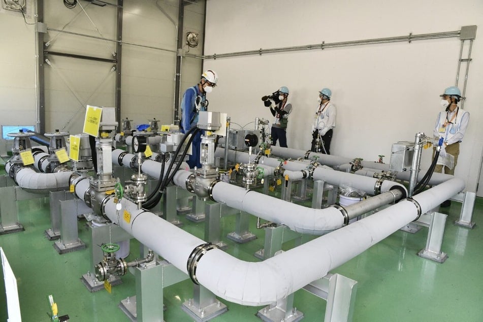 The emergency isolation valve installed in the ALPS treated water transfer facility at the Fukushima Daiichi Nuclear Power Plant.