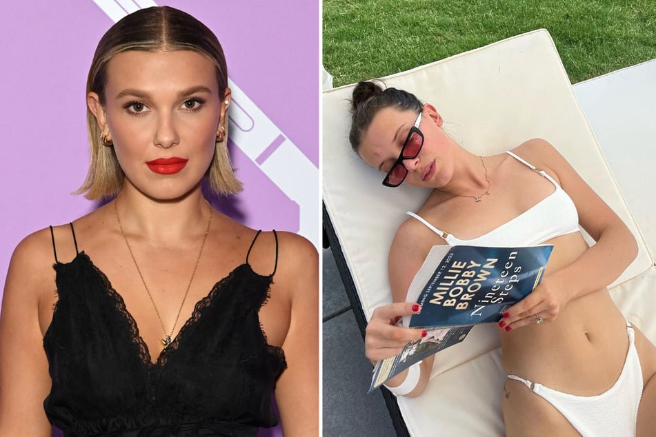 Millie Bobby Brown promoted her upcoming debut novel in a sunny bikini snap shared on Sunday.