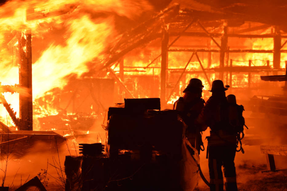 Um den Flammen Herr zu werden, rückte die Feuerwehr mit einem Großaufgebot an.