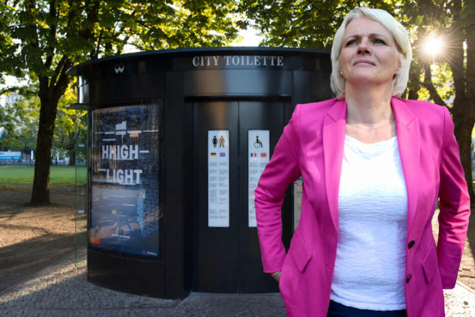 Berlins Umweltsenatorin Regine Günther (56, parteilos) stelte das Klo-Konzept vor. (Bildmontage)