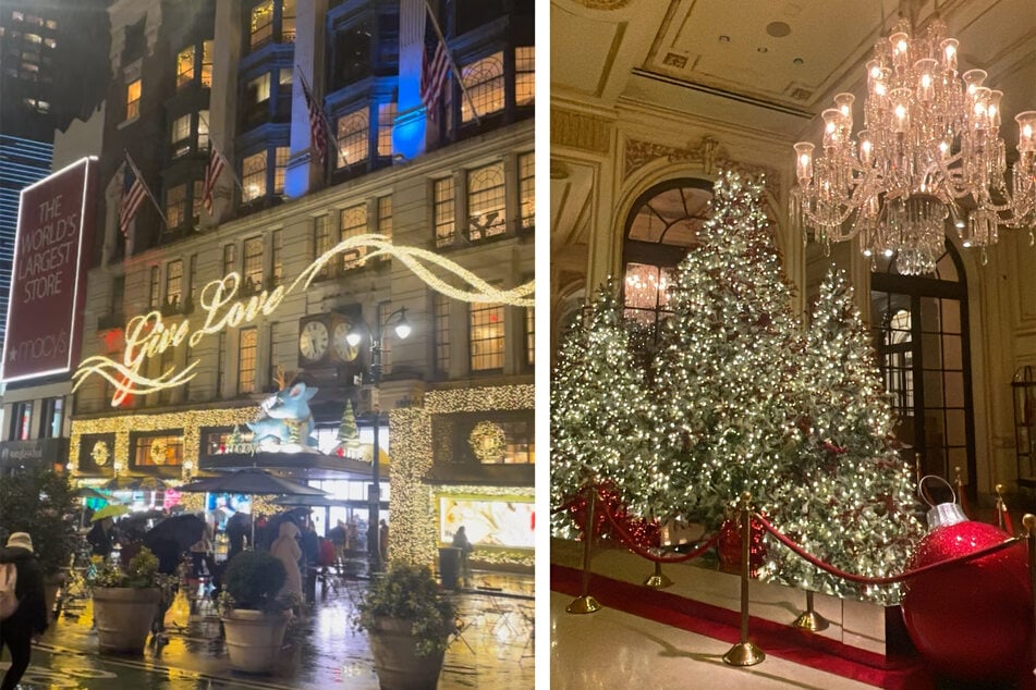 This year's holiday displays at Macy's (l.) and the Plaza Hotel (r.) are must-sees.