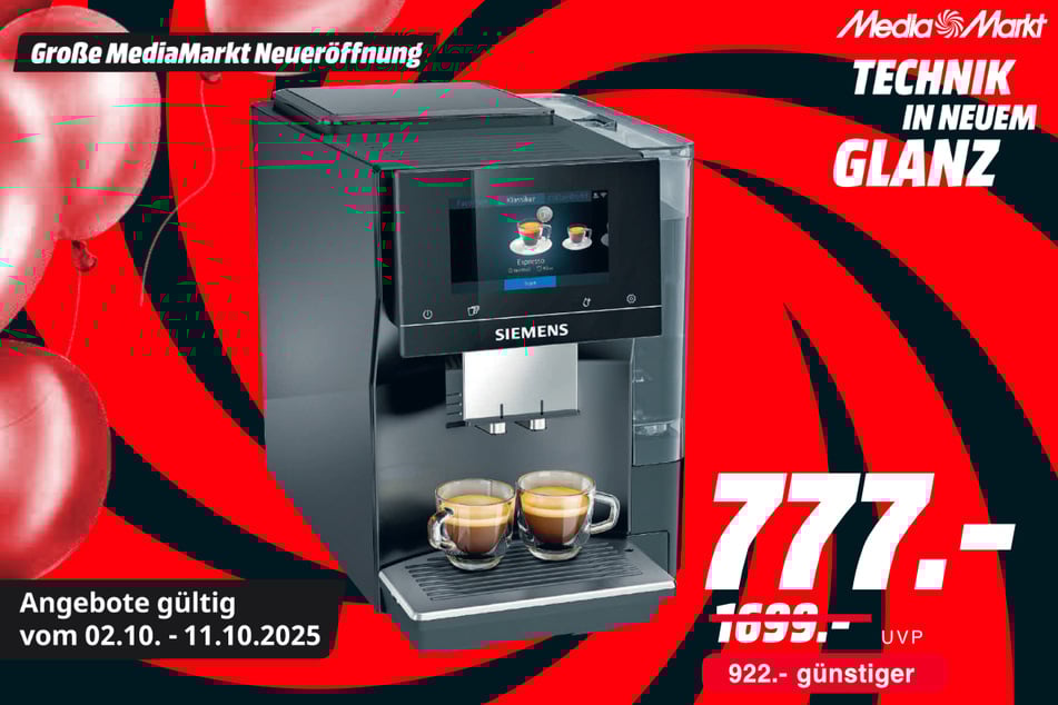 Siemens-Kaffeevollautomat TP713D09 EQ700 classic für 777 statt 1.699 Euro.