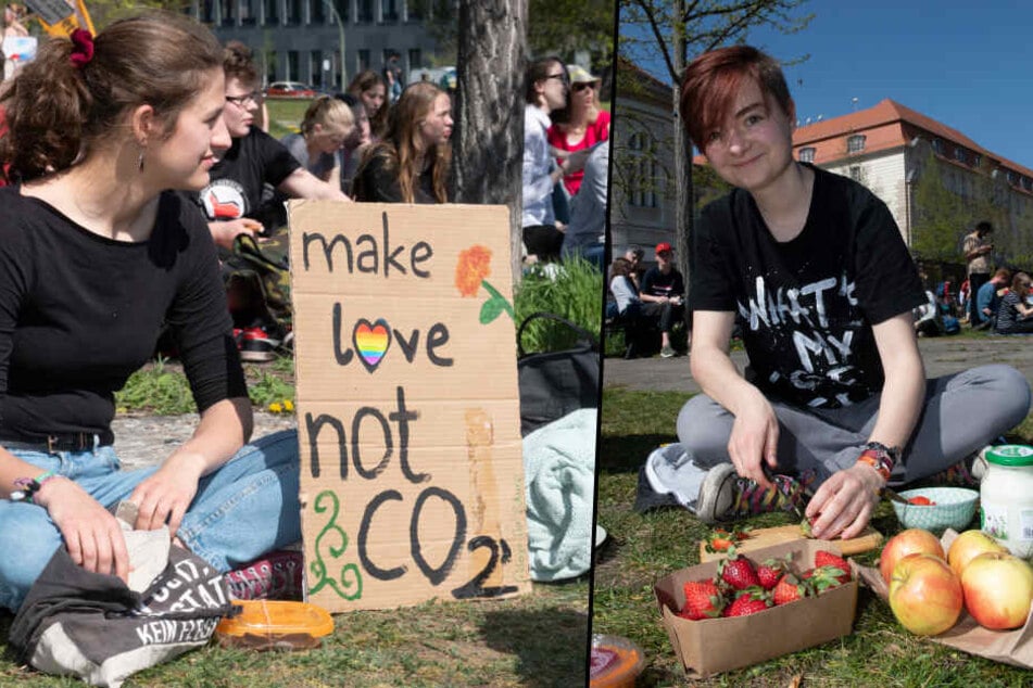 Die Meinung einer Demo-Teilnehmerin: "make love not CO2"