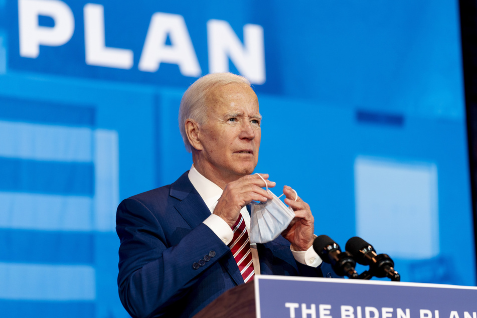 Joe Biden, der demokratische Präsidentschaftskandidat und ehemalige Vizepräsident, spricht im Queen-Theater über die Coronavirus-Pandemie.