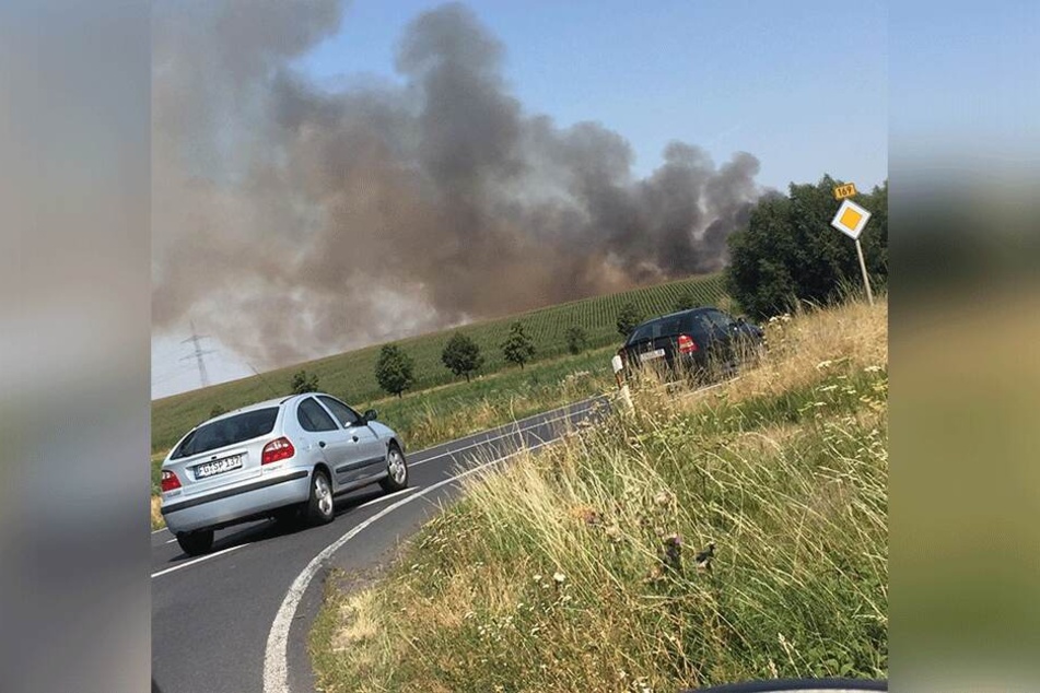 Der Feldbrand war weithin sichtbar.