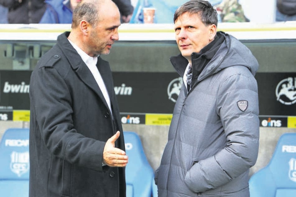 Da es keinen handlungsfähigen CFC-Vorstand gibt, hat Uwe Bauch, Chef des Aufsichtsrats, in der Trainerfrage das letzte Wort. Links Steffen Ziffert.