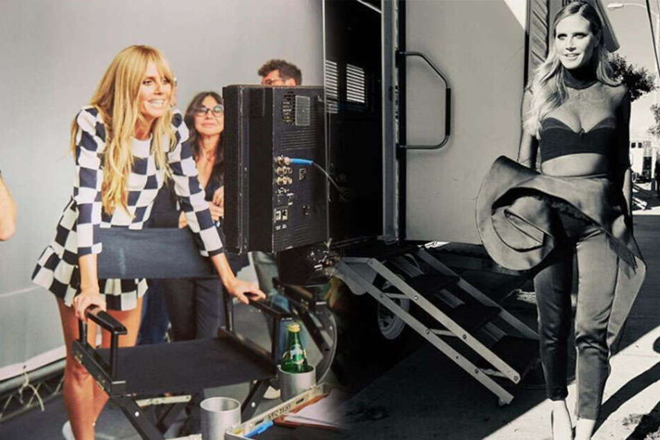 Heidi Klum bei den Dreharbeiten zur neuen GNTM Staffel (links).