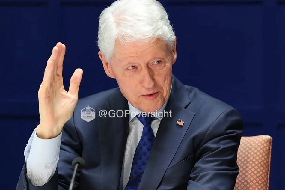 Former President Bill Clinton addressed photos of himself in a hot tub and a pool that appeared in the Epstein files during his deposition.