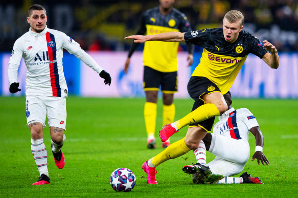Erling Haaland (oben-rechts) überragte beim BVB und schoss sein Team mit zwei Toren zum Sieg.