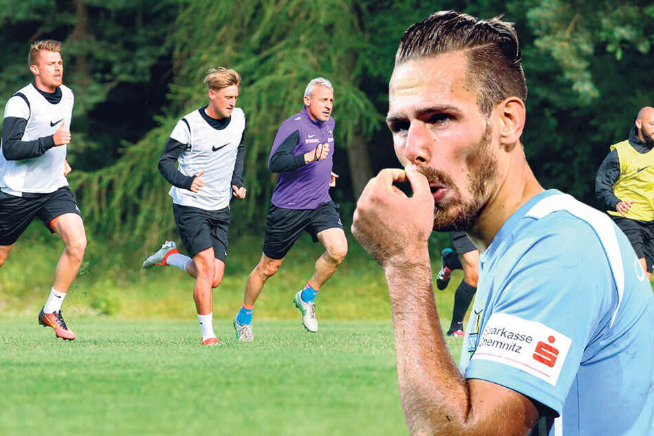 Als Auer machte Björn Kluft (2.v.l.) an der Seite von Pavel Dotchev Intervallläufe. Das Wiedersehen mit seinem Ex-Trainer in Rostock fällt leider aus. Maurice Trapp weiß, dass nach vier Pleiten und dem Absturz auf einen Abstiegsplatz der Druck auf ihn und