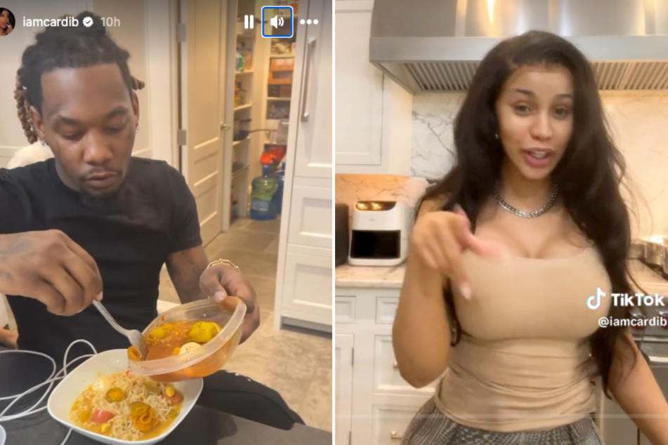 Cardi B's husband was good to his word. He ate her spicy creation on his soup, just like he said he would.