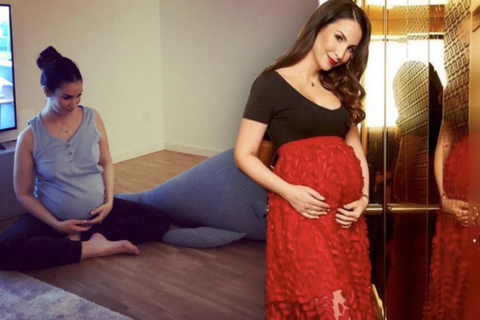 Sila Sahin zeigt ihre Baby-Kugel. (Bildmontage)