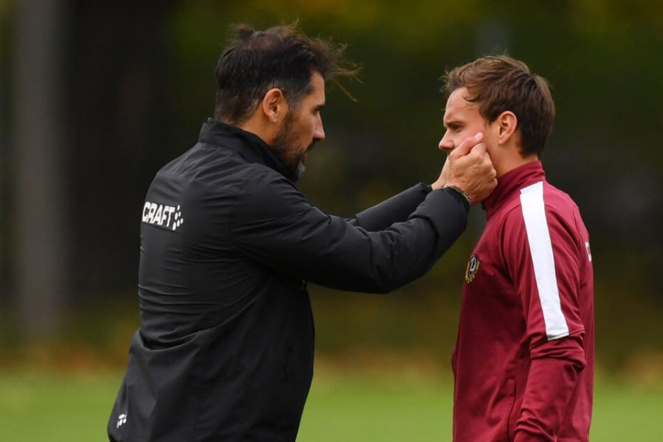 Im Training in dieser Woche leistete Cristian Fiel (l.), moralische Aufbauarbeit - war bei Chris Löwe sicher auch bitter nötig.