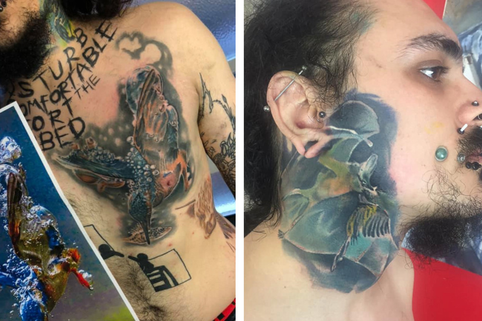 In addition to his face tunnels, James Goss also has quite the portfolio of tattoos.