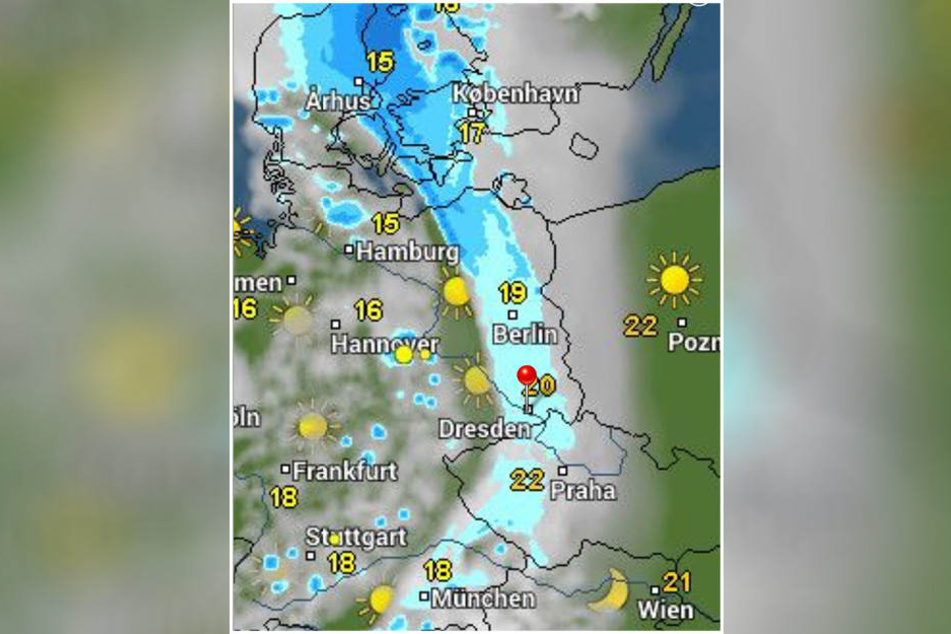 Wie man auf der Karte von WetterOnline sehen kann, zieht am Freitag von Westen her ein Unwetter auf.