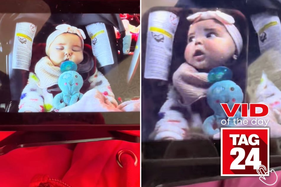 A peaceful baby got a hilarious shock of her life during a routine car wash!