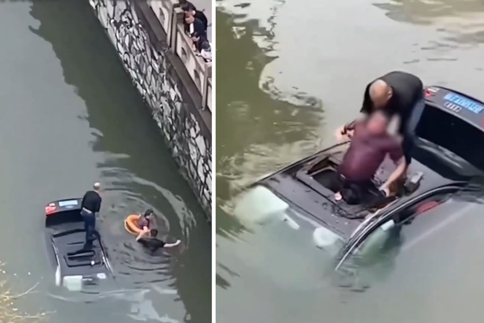 Auto stürzt in Fluss: Passant wird zum Helden