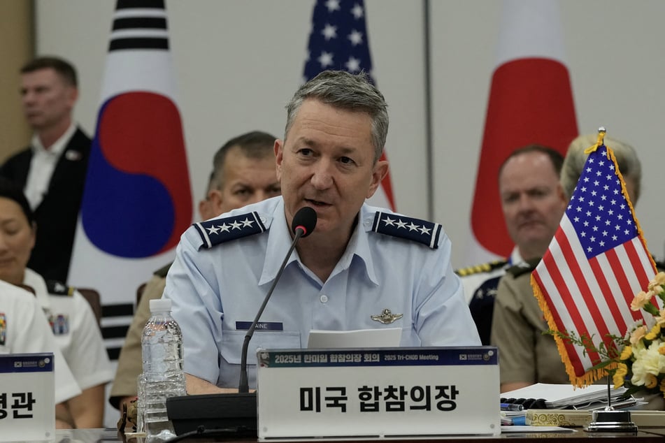 US Chairman of the Joint Chiefs of Staff Air Force Gen. Dan Caine speaks during the Trilateral Chiefs of Defense meeting on July 11, 2025.