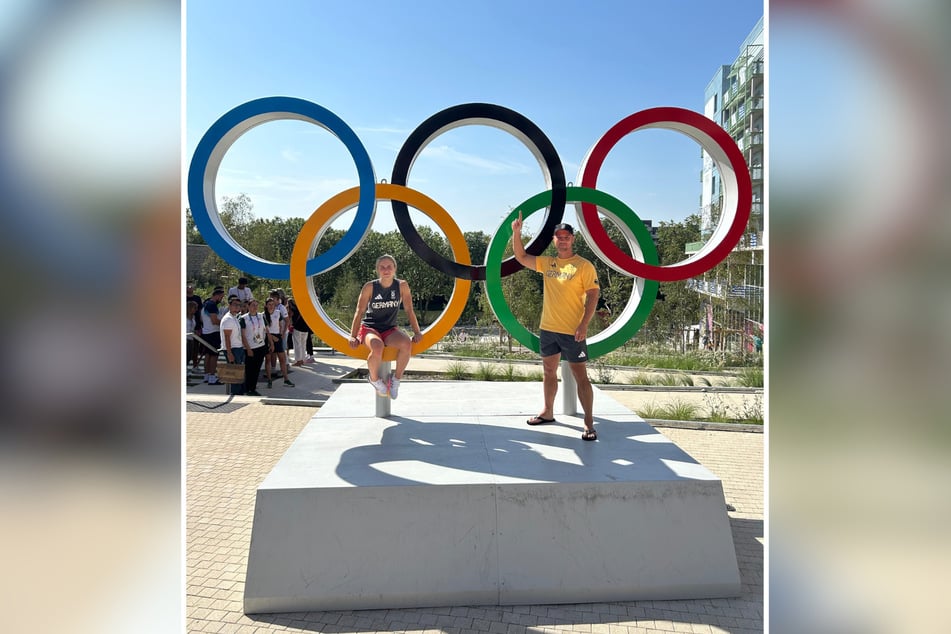 Maxi Klötzer wird ihre ersten Spiele nie vergessen. Ob die Chemnitzerin Olympia 2028 anpeilt, lässt sie offen. Rechts Trainer René Benirschke.