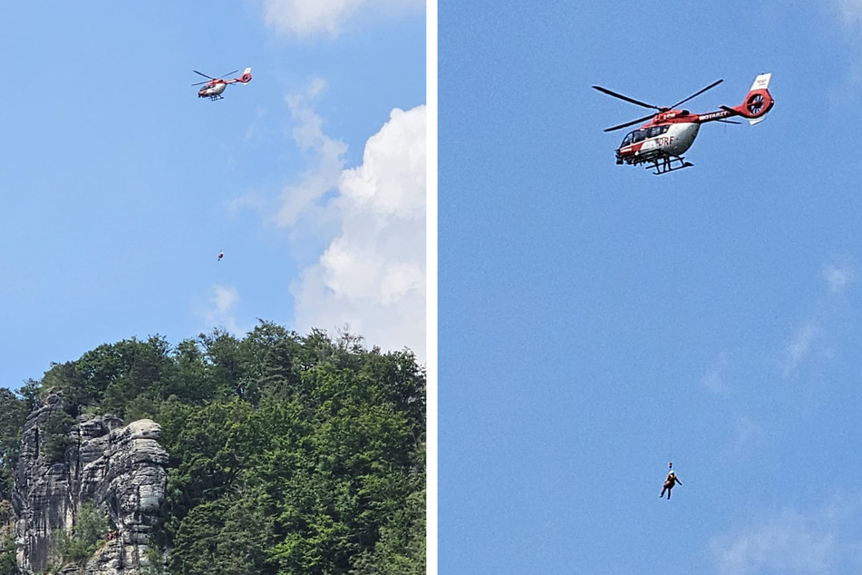 Bastei-Unglück: Unfallopfer per Helikopter gerettet