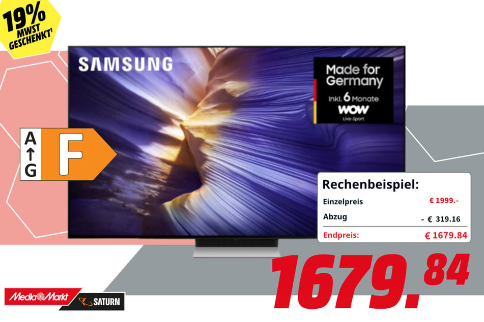 77-Zoll Samsung-Fernseher GQ77S90F für 1.679,84 Euro.