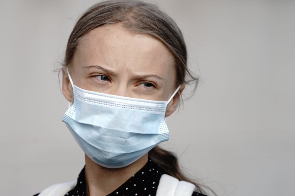 Die Klimaaktivistin Greta Thunberg am Donnerstagmorgen auf dem Weg ins Bundeskanzleramt.