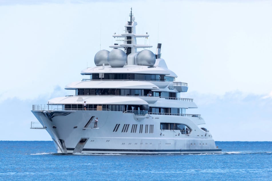 The yacht Amadea of sanctioned Russian Oligarch Suleiman Kerimov, seized by the Fiji government at the request of the US, arrives at the Honolulu Harbor in Hawaii on June 16, 2022.