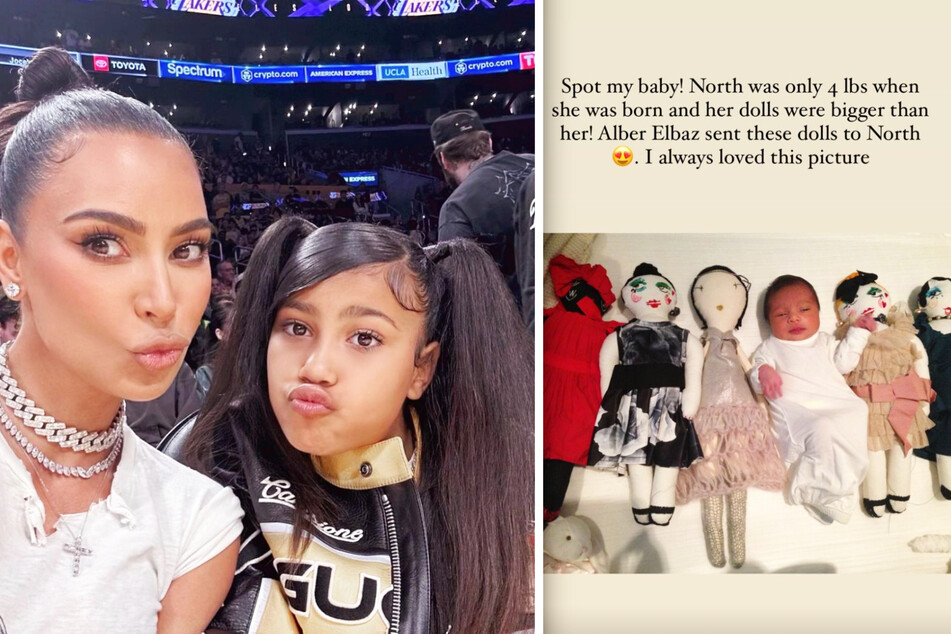 Kim Kardashian (42, l.) ist bereits seit 10 Jahren Mama. Anlässlich zu Tochter Norths (10, r.) Geburtstag gab sie am gestrigen Donnerstag ein privates Babyfoto der Öffentlichkeit preis.