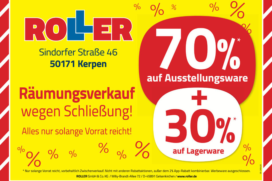 Wer richtig sparen will, sollte unbedingt nochmal zum ROLLER-Markt in Kerpen.