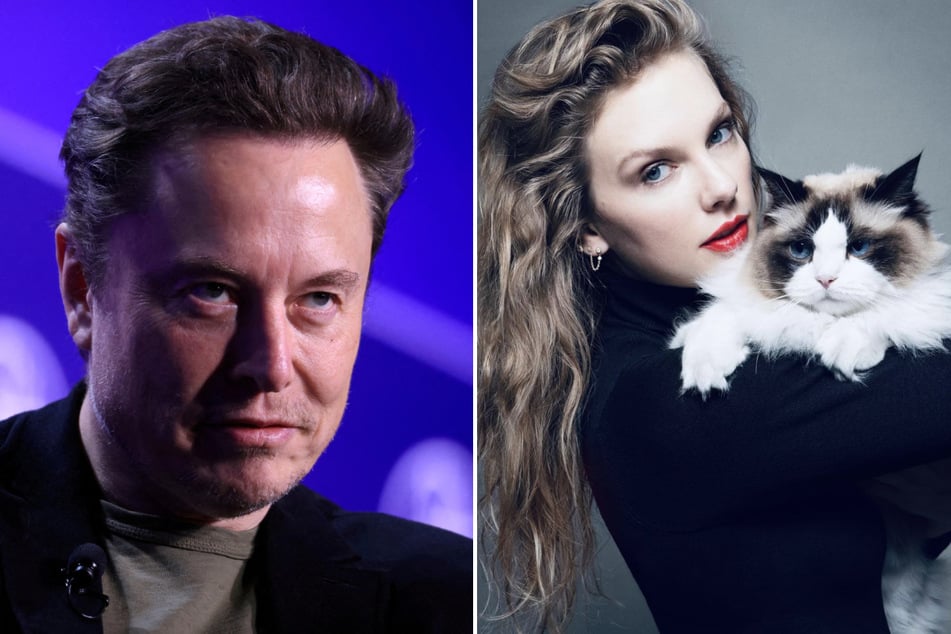 X owner Elon Musk (l.) said he would give Taylor Swift "a child" in response to the pop star's endorsement of Kamala Harris in the 2024 election.