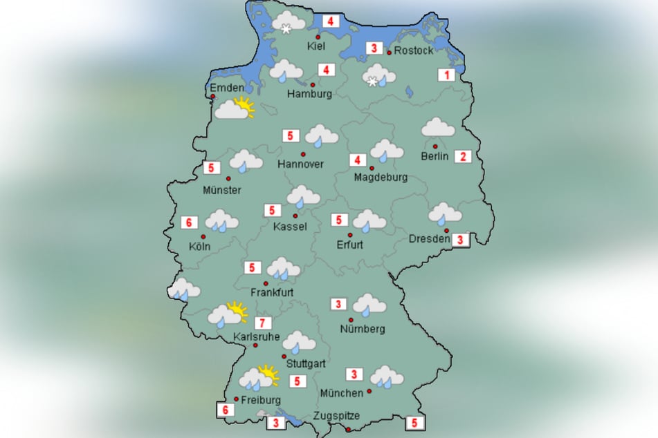 Am Montag beginnt die neue Woche mit vielen Wolken und nur vereinzeltem Sonnenschein. Im Tagesverlauf fällt dabei gebietsweise Regen, Schneeregen oder Schnee.