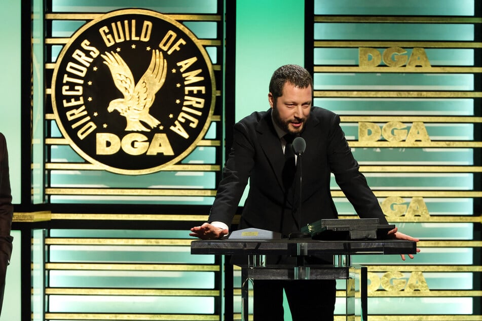 Mstyslav Chernov accepts the Outstanding Directorial Achievement in Documentary Film honor for 2000 Meters to Andriivka during the 78th Annual Directors Guild of America Awards on February 7, 2026.