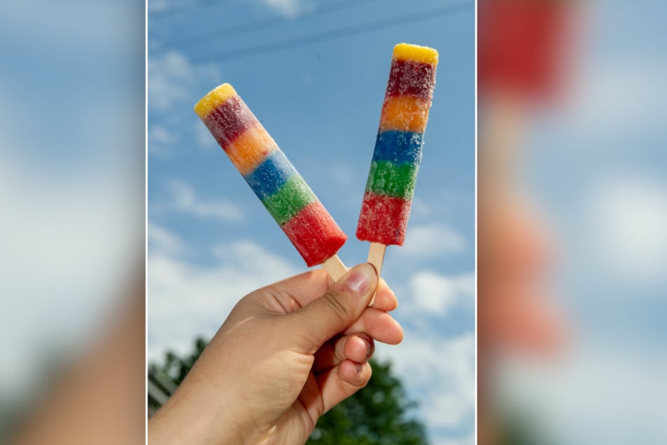Das Eis hat dieselben Farben wie der Schornstein im alten Heizkraftwerk Nord.