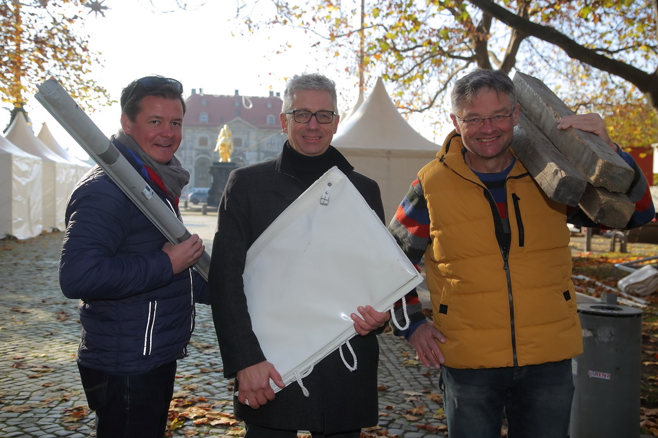 Matteo Böhme (40), Jörg Polenz (58) und Holger Zastrow (53, FDP, v.l.n.r.) haben das Programm vorgestellt.