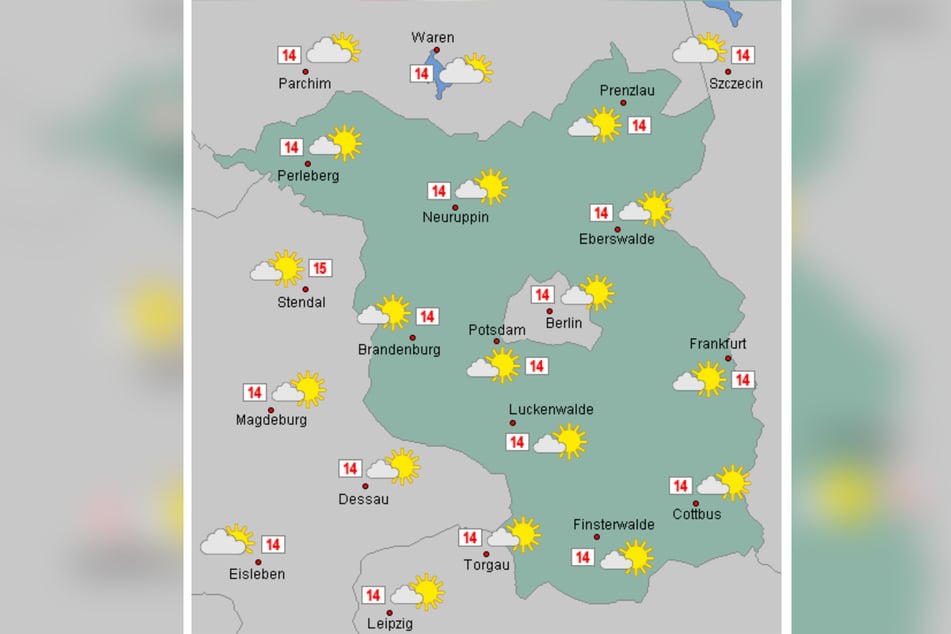 Die Temperaturen klettern auf angenehme 14 Grad.