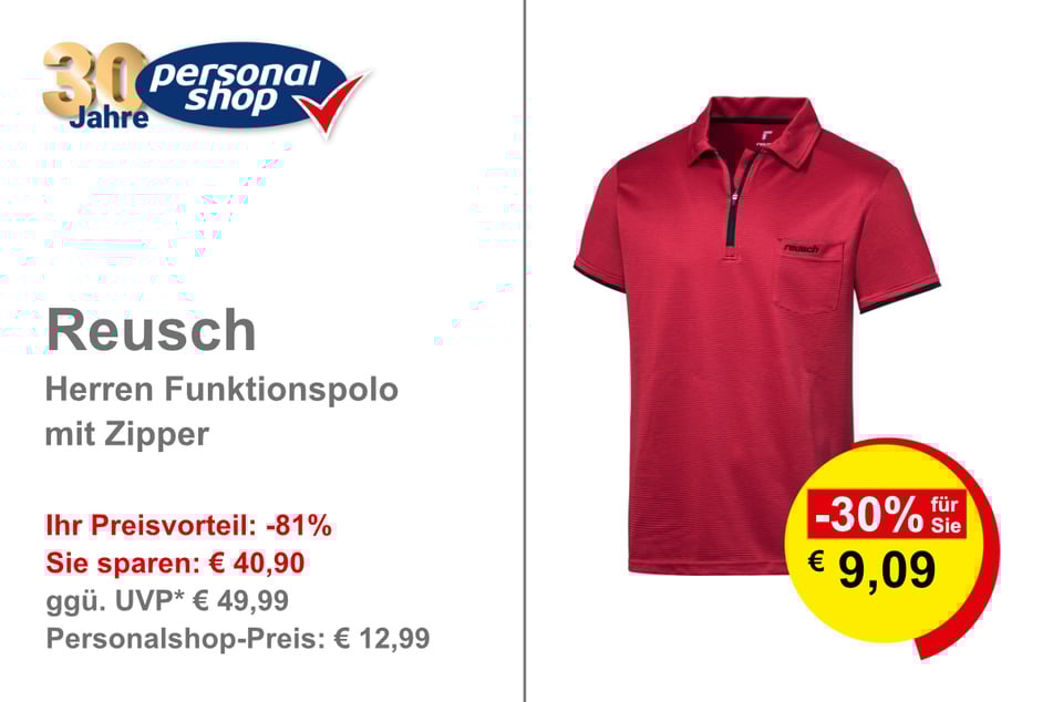 Reusch Herren Funktionspolo mit Zipper