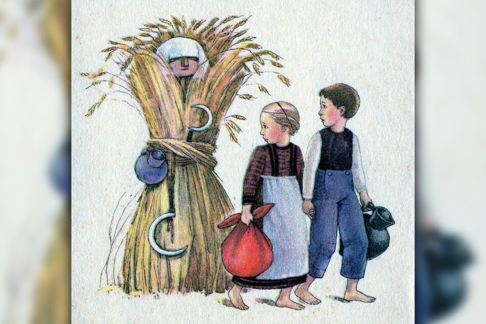 Versteckter Feldgeist. Eine Kinderbuchillustration aus dem Jahr 1941.