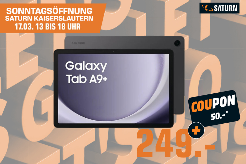 Samsung Galaxy Tab A9+ für 249 Euro + 50-Euro-Coupon.