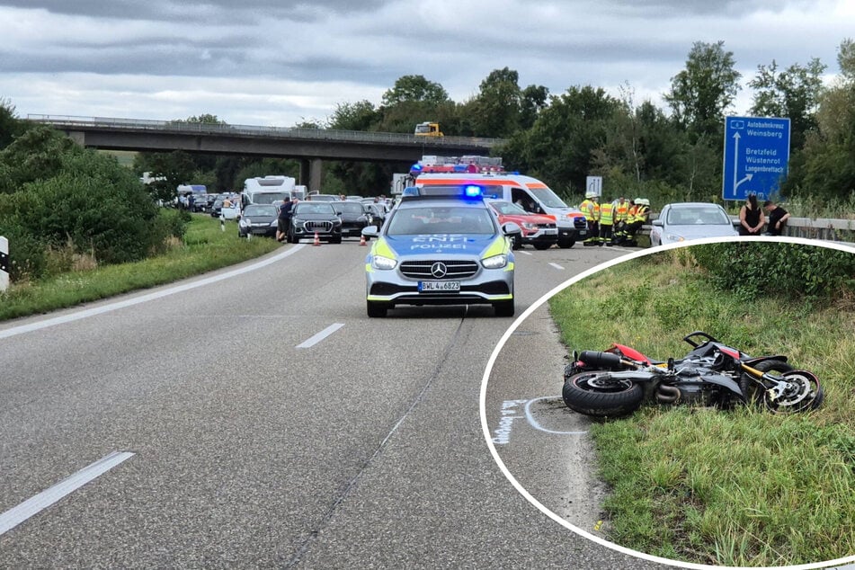 Unfall A6: Motorrad-Fahrer verunglückt auf A6 bei Heilbronn tödlich