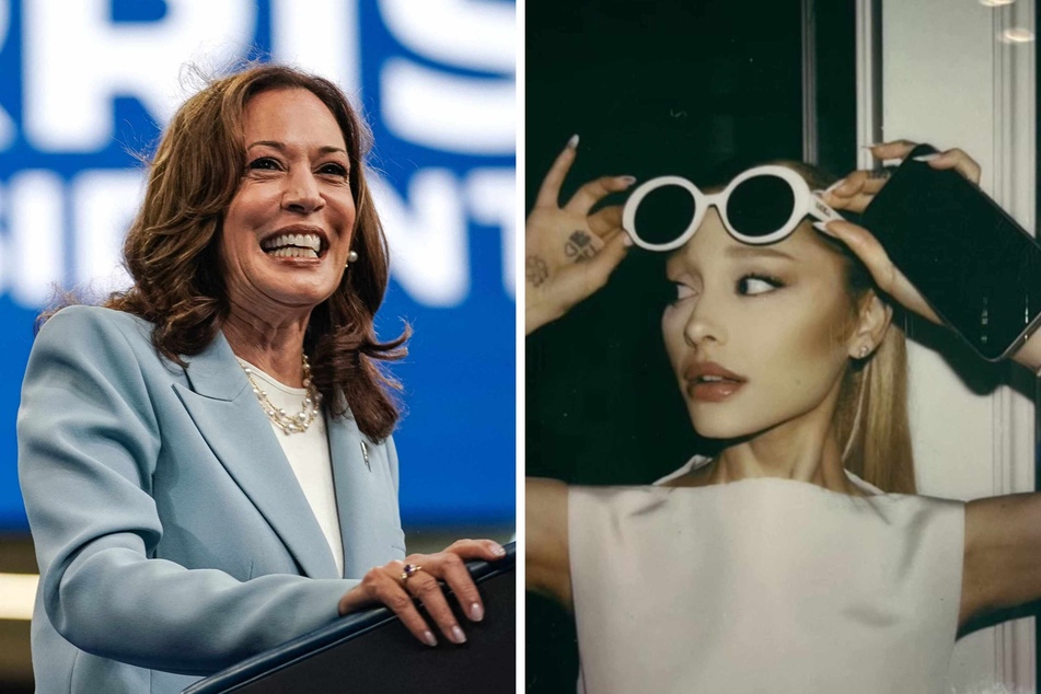 Is Ariana Grande (r.) the latest celeb to endorse the presumed Democratic presidential nominee, Vice President Kamala Harris?