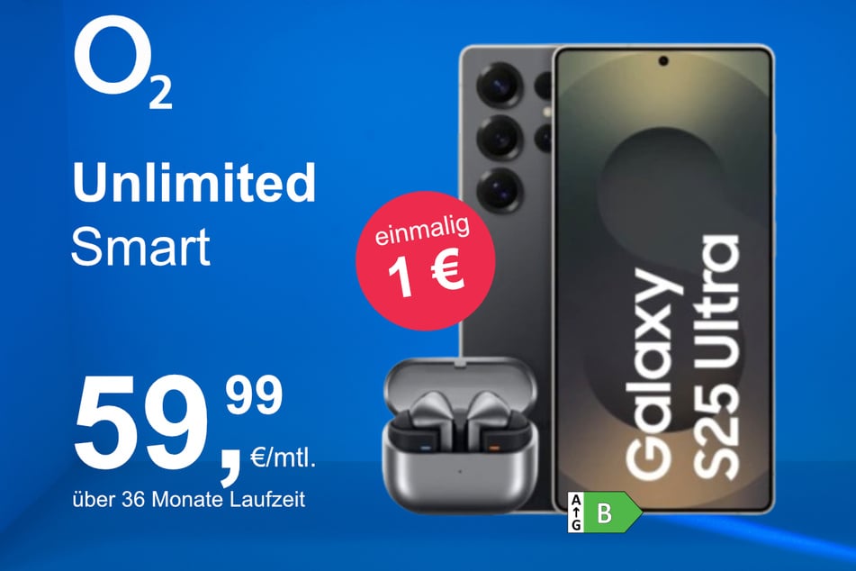 Das Samsung Galaxy S25 Ultra + Buds 3 Pro im o2 Mobile Unlimited Smart für einmalig 1 Euro.