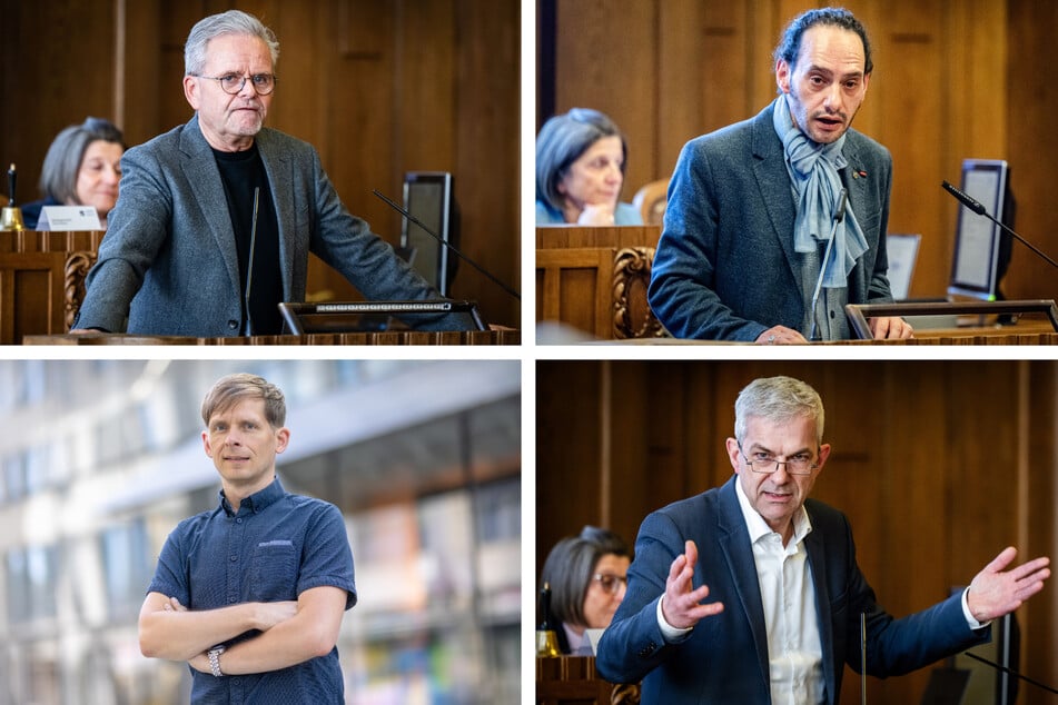 Die Stadträte Tino Fritzsche (64, CDU), Enrico Hilbert (BSW), Maik Otto (48, SPD) und Volkmar Zschocke (56, Grüne) äußern sich zur Polit-Affäre rund um die AfD.