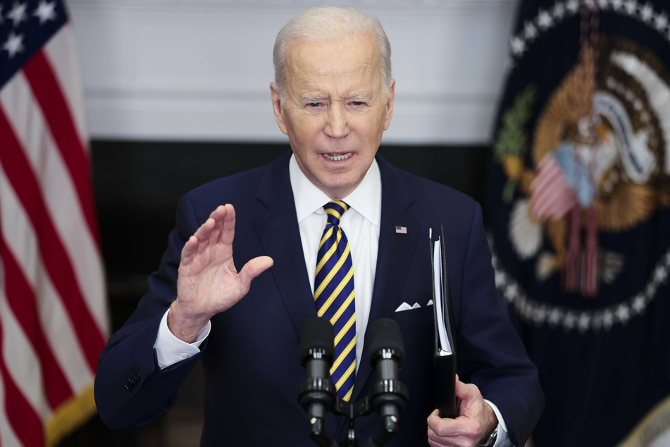 President Joe Biden announced further actions to "continue to hold Russia accountable" for its war on Ukraine from the Roosevelt Room of the White House on Tuesday.